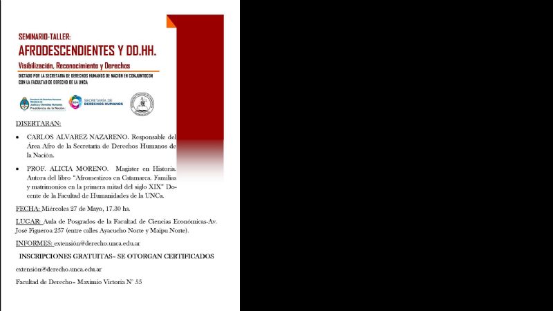 Dictarán Seminario sobre “Afrodescendientes y Derechos Humanos”