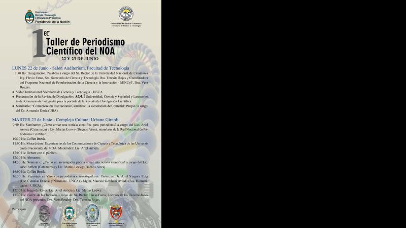 Inscripciones para el primer Taller de Periodismo Científico del NOA