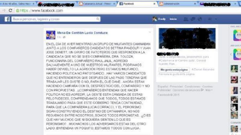 La interna saltó en el palco