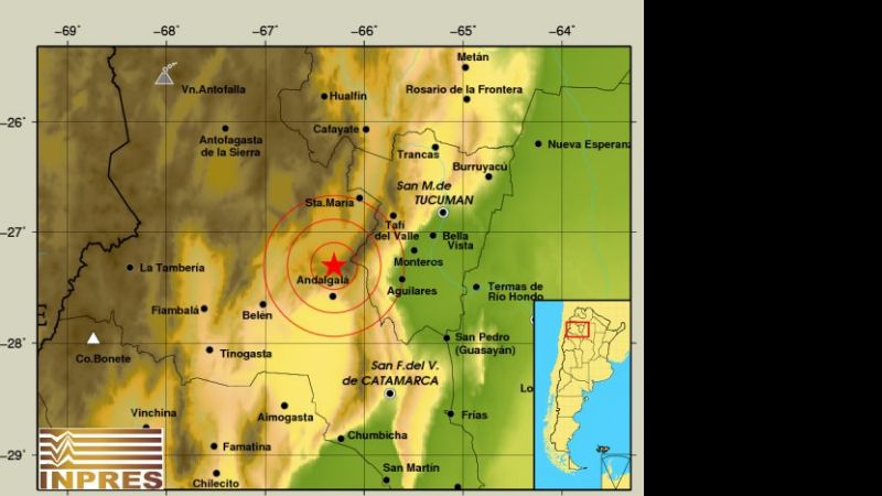 Sismo cerca de Andalgalá y Santa María