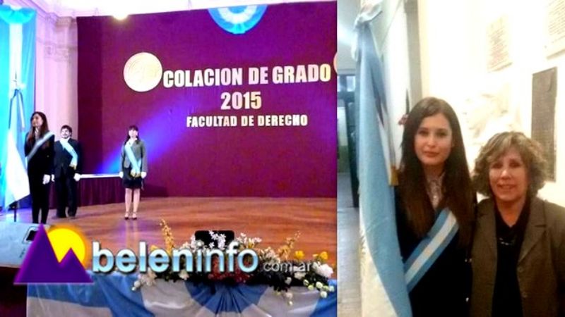 Humilde estudiante belicha se recibió de abogada portando la Bandera Nacional