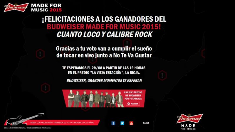 La banda de rock Calibre será telonera de NTVG