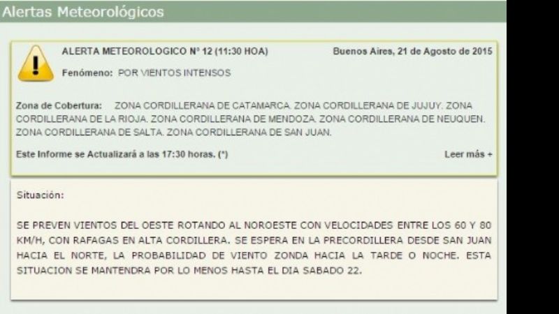 Se extendió la alerta meteorológica para 7 provincias