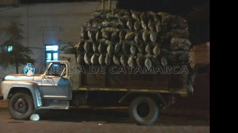 Secuestran camión con 500 bolsas de carbón