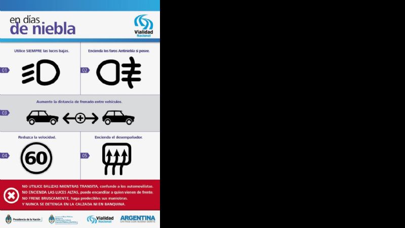 Precaución al transitar por Ruta Nacional Nº 60, por niebla