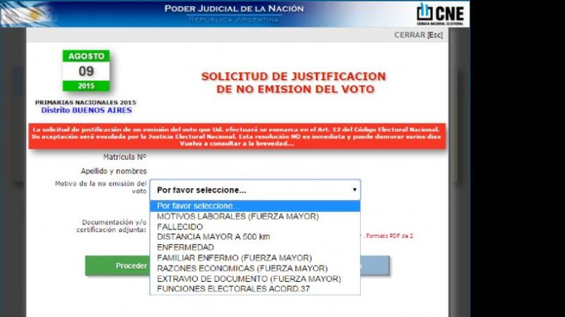 ¿No votaste? Ingresá al sitio online para justificar tu ausencia