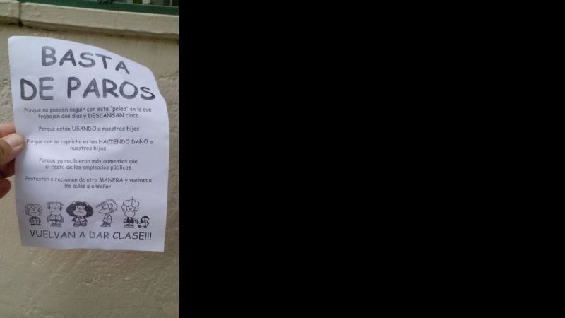 Aparecieron panfletos contra los docentes