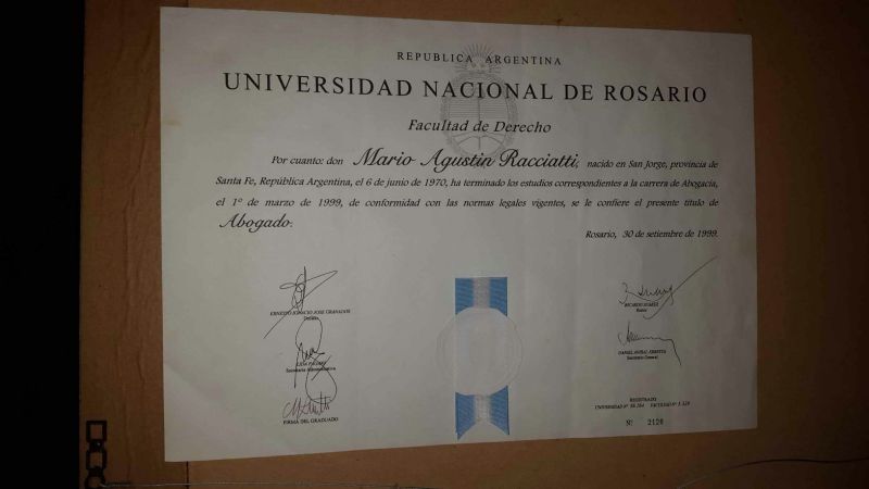 Aseguran que Racciatti tiene título en Santa Fe