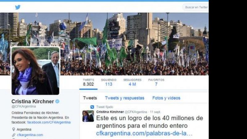 Cristina ya superó los 4 millones de seguidores en Twitter