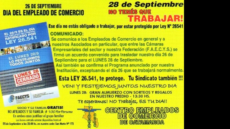 El feriado “mercantil” se cumple este lunes, 28 de septiembre