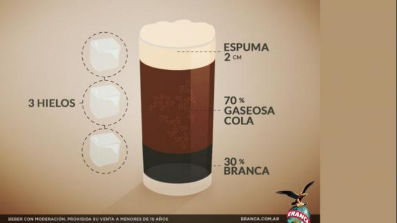 Es oficial: Branca dio las proporciones del fernet con coca