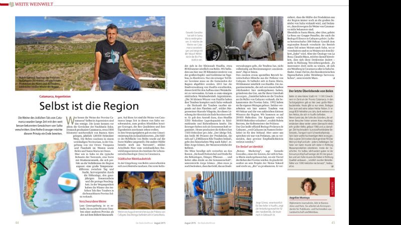 Tres revistas europeas promocionan el turismo enológico de Catamarca