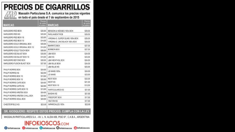 Desde el lunes vuelven a aumentar los cigarrillos