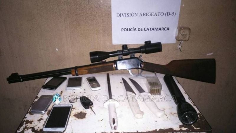 Cinco aprehendidos con un animal faenado, arma y cartuchos secuestrados