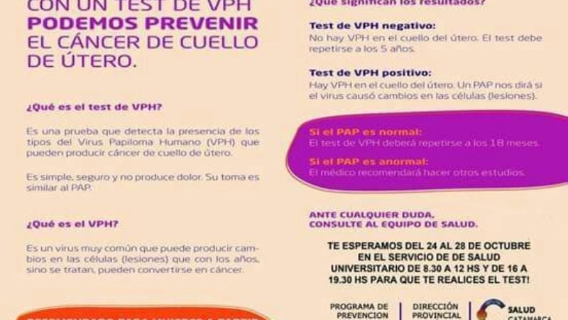 Mujeres de Argentina Trabaja y Ellas Hacen se realizarán Test del VPH