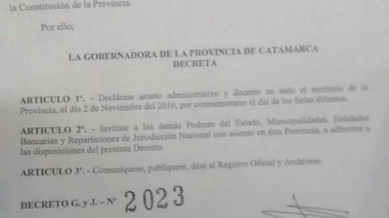 Decretan asueto administrativo para el 2 de noviembre