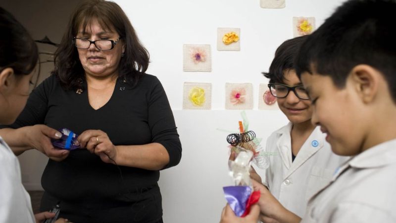 Chicos de tercer grado realizaron obras de arte textil