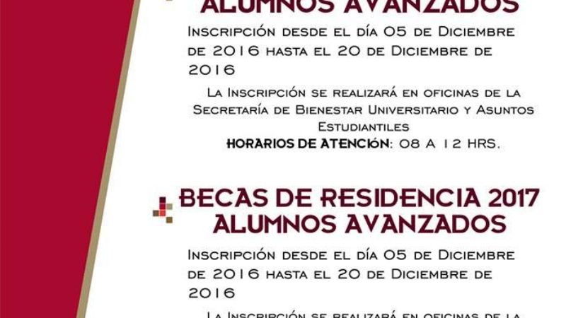 Este lunes 5, empieza la inscripción para becas Comedor y Residencia