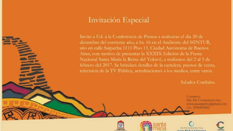 Se presenta en Buenos Aires, la Fiesta Nacional Santa María la Reina del Yokavil