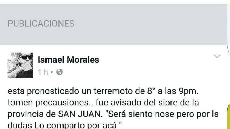 Denuncian a una persona por generar pánico a través del Facebook