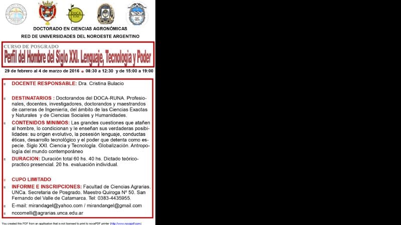 Curso de posgrado “Perfil del hombre del siglo XXI. Lenguaje, Tecnología y Poder”