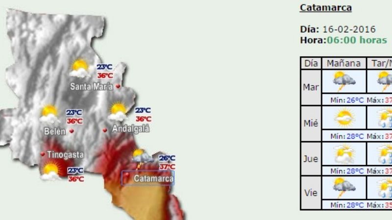 Altas probabilidades de lluvias para Catamarca
