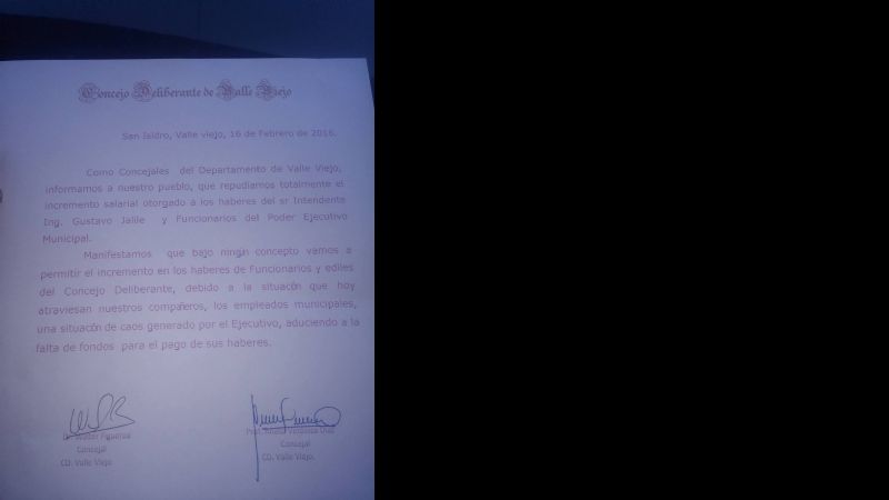 Concejales de Valle Viejo repudian el aumento que se otorgó Jalile