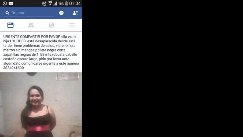 Desesperada búsqueda de una joven