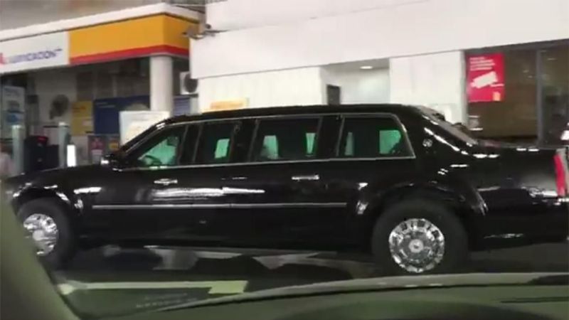 El Cadillac blindado de Obama cargó nafta en Retiro
