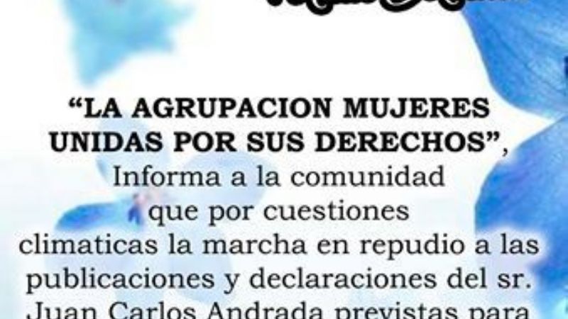 "Mujeres Unidas Por Sus Derechos" suspende marcha de repudio