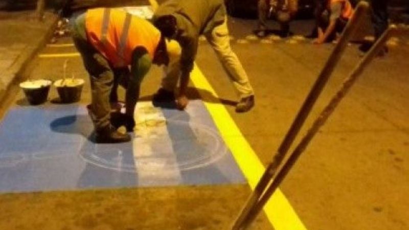 Trabajos de demarcación en el centro