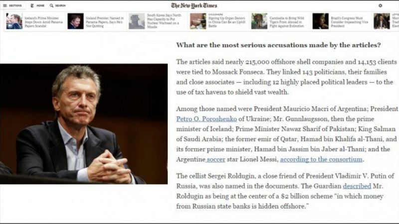 El caso de Macri en los Panamá Papers es uno de los "más graves"