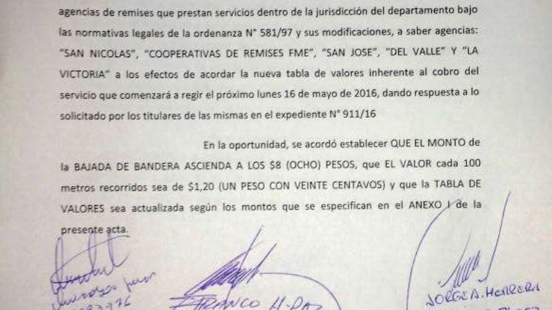 En FME también acordaron aumento de tarifas de remises