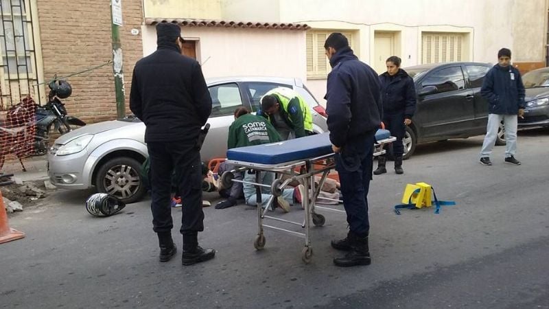Motociclista se accidentó en pleno centro
