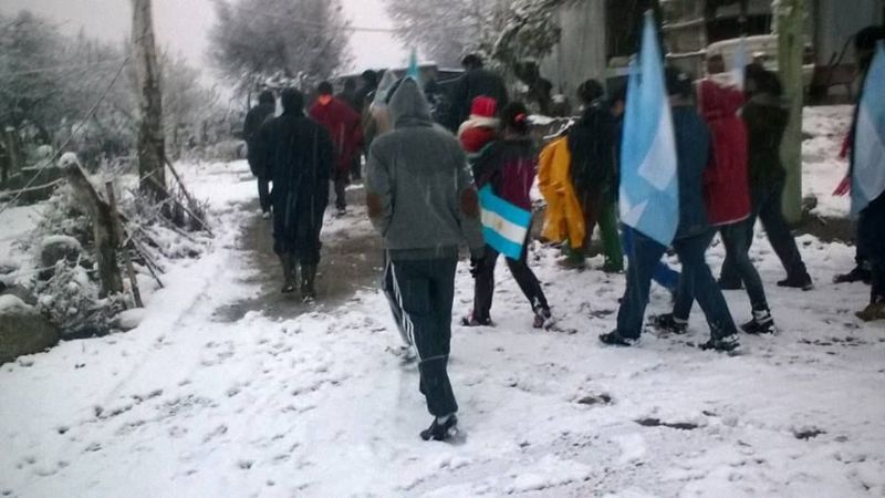 Peregrinaron en la nieve con la imagen del Virgen del Valle
