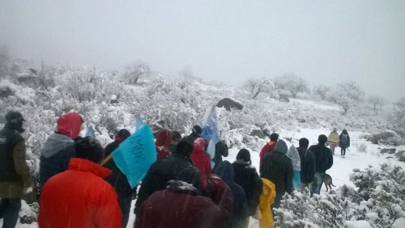Peregrinaron en la nieve con la imagen del Virgen del Valle