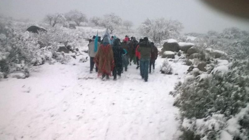 Peregrinaron en la nieve con la imagen del Virgen del Valle