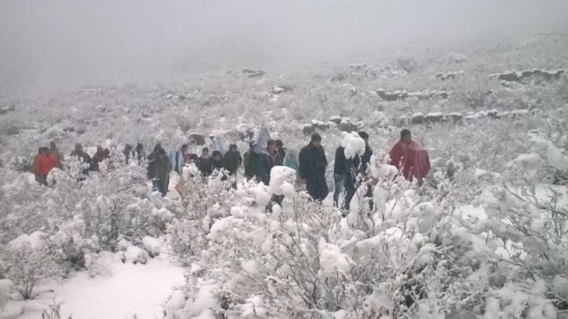 Peregrinaron en la nieve con la imagen del Virgen del Valle