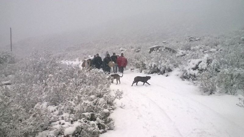 Peregrinaron en la nieve con la imagen del Virgen del Valle