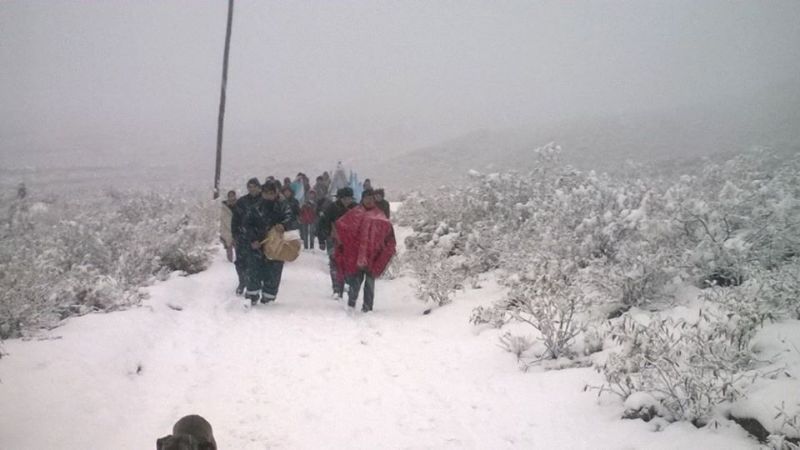 Peregrinaron en la nieve con la imagen del Virgen del Valle