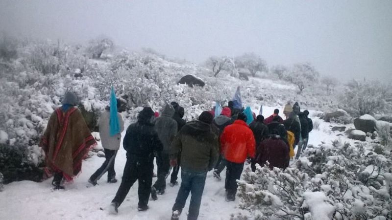 Peregrinaron en la nieve con la imagen del Virgen del Valle