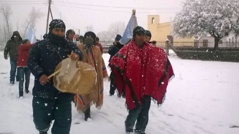 Peregrinaron en la nieve con la imagen del Virgen del Valle
