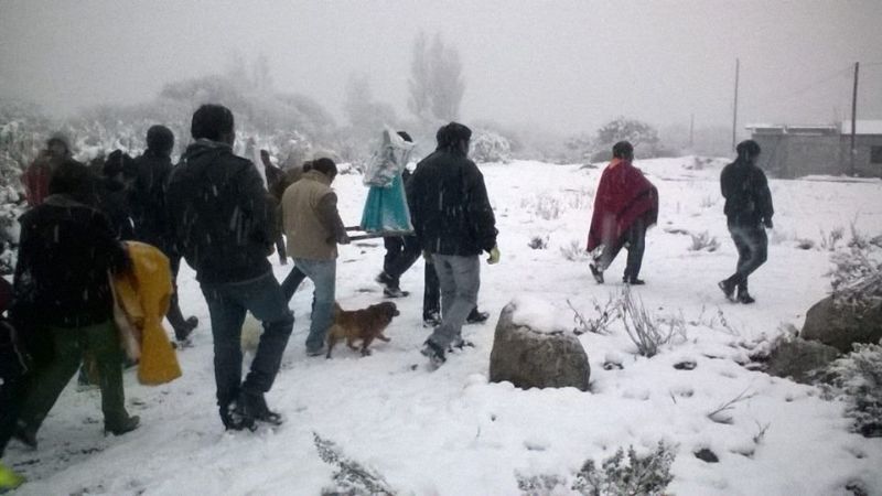 Peregrinaron en la nieve con la imagen del Virgen del Valle