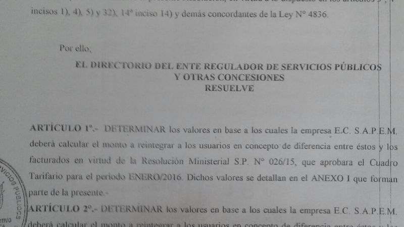 Resolución del ENRE por el fallo de la Corte