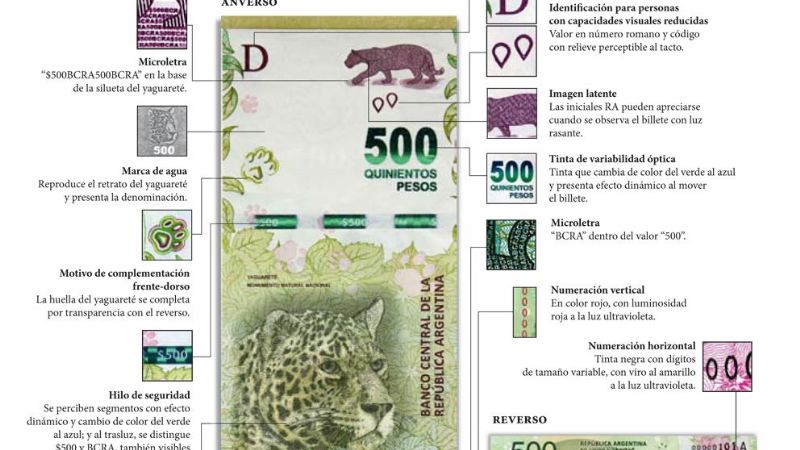 Cómo detectar un billete de 500 pesos falso