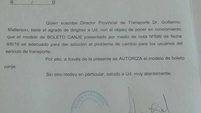Autorizan la implementación del “Boleto Canje”