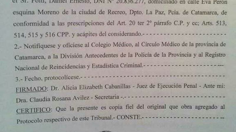 Polti, habilitado nuevamente para ejercer la profesión de médico