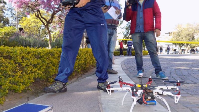 Seguridad realiza prueba de drones