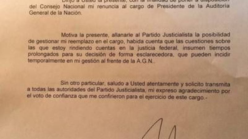 Ricardo Echegaray renunció a la Auditoría General de la Nación