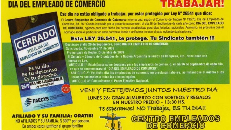 La próxima semana largan las actividades por el “Día del Empleado de Comercio”